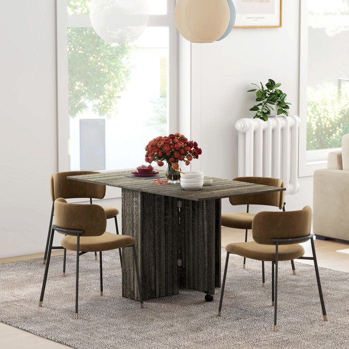 TABLE REPAS - MINIMAL - 140x75x74 cm - Extensible (console) - 6 places - Gris roulettes avec frein