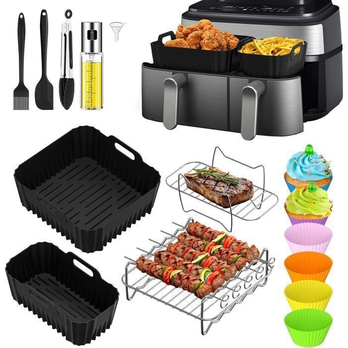 Friteuse à air chaud à double panier - Kit daccessoires de cuisson - Compatible avec Philips XXL NA350/00 NA352/00