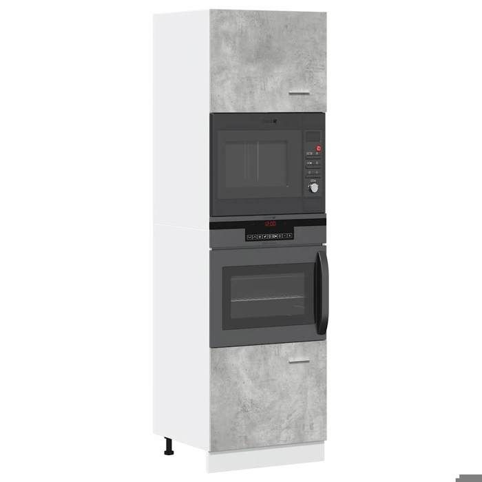 Meuble micro-ondes cuisine - EVORA - meuble de rangement moderne - Lyon Gris béton 60x57x207 cm Bois dingénierie&1_16618