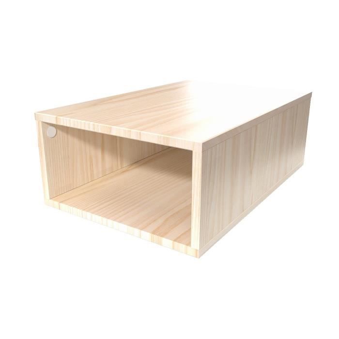 abc meubles cube de rangement bois 75x50 cm  vernis naturel