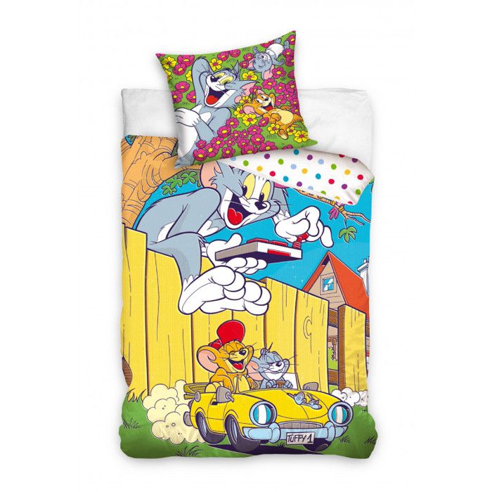 Housse De Couette Bluey Parure De Lit Bébé Disney Cars Jerry Fabrics - Housse De Couette 100x135 Cm, Taie D'Oreiller 40x60 Cm, 100% Coton