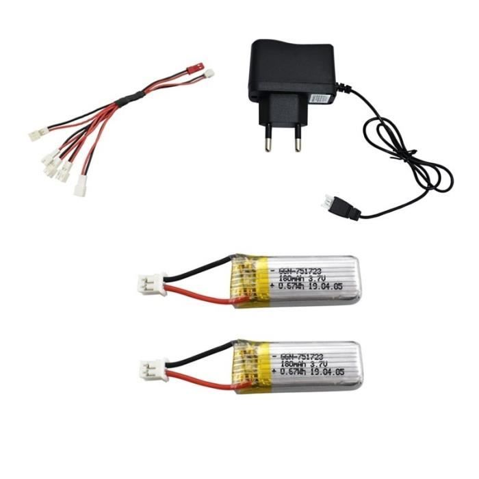 ZYGY Lot 5 Batteries 3.7V 180mAh + Chargeur 5 En 1 – Compatibles A20 / A20W Drone Quadricoptère