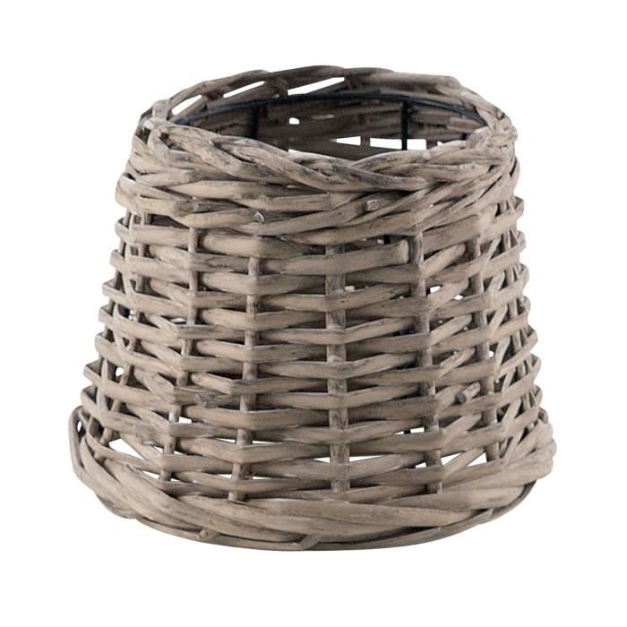 Vintage Abat-jour conique en osier gris D20,5cm - Gris ...
