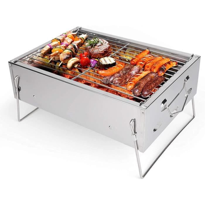 Mini Barbecue Grill,Charbon Portable Barbecue Fumeur Pliable en Acier
