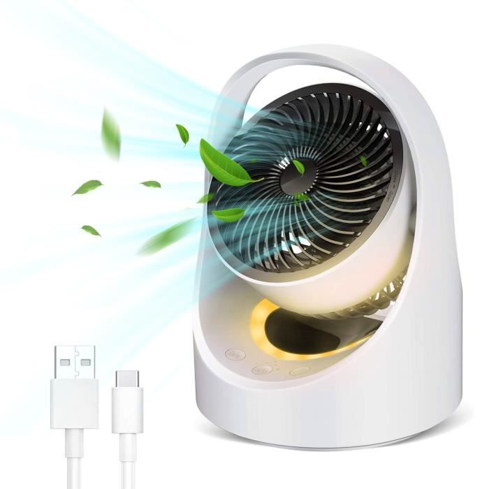 Ventilateur de Table Silencieux 4 Vitesses Ventilateur de Bureau USB  Rechargeable Mini Ventilateur Portable Lumière LED - Cdiscount Bricolage