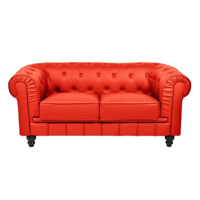 Canape Chesterfield Rouge 2 Places Achat Vente Pas Cher