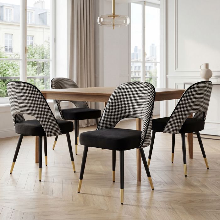 Wahson Chaise de Salle à Manger Lot de 4 Chaise Salle à Manger Chaise de Cuisine avec Pieds en Métal pour Cuisine Velours Noir