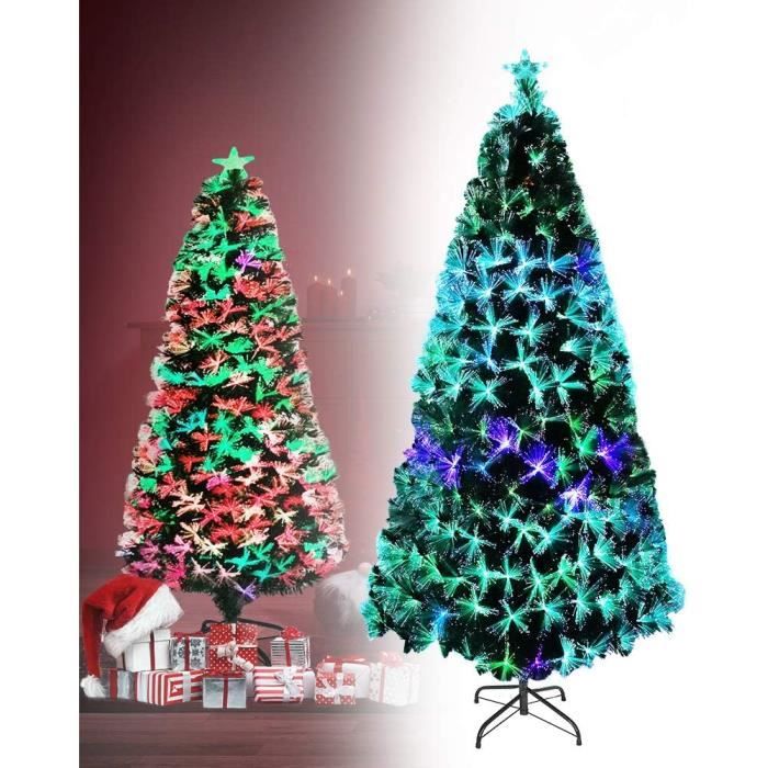 Sapin De Noël Artificiel 210 Cm Avec Guirlande LED Intégrée - 1200 Branches, 400 Lumières, 8 Modes - Support Métal