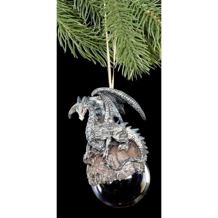 Bijou Fantaisie Pour Sapin De Noël Dragon Checkmate Gris Figurine Gothique De Noël Boule D