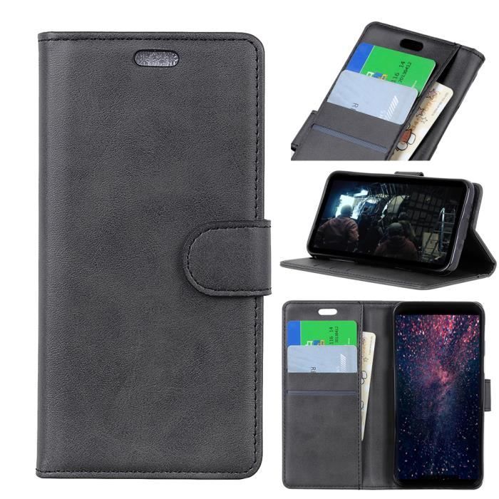Housse Telephone Housse De Protection Huawei Y5 2019 5 71 Peau De Vache Noire Motif Flip Etui Pu Achat Housse Etui Pas Cher Avis Et Meilleur Prix Cdiscount