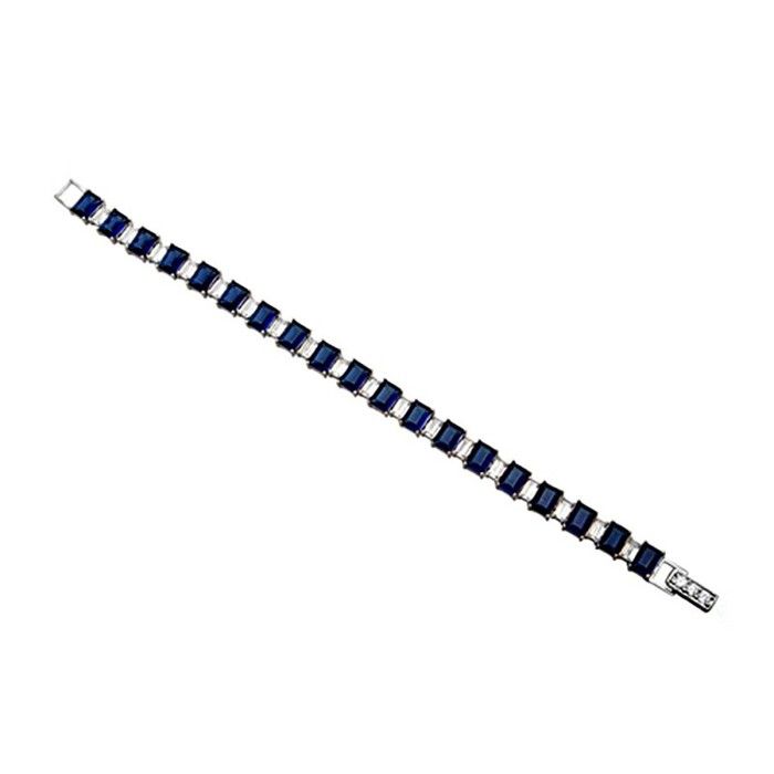 Bracelet Argent Loi sur 925m. rodiada 7mm. Saphirs couleur de couleur [AA3400]
