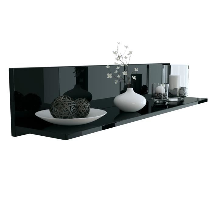 Vladon Etagère murale Skadu en Noir haute brillance