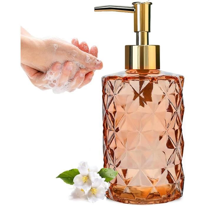 AJWDistributeur Savon Liquide Distributeur Savon Verre Ambré 330ml