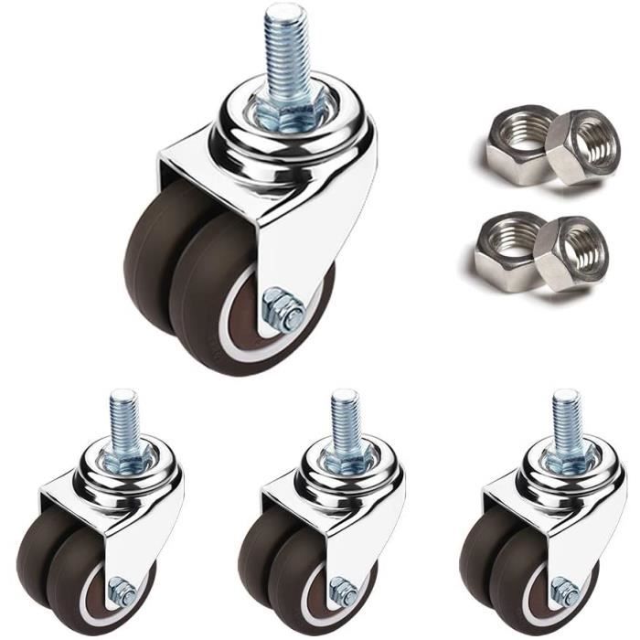 Roulettes de nivellement lot de 4 roulette de nivellement montée sur tige GD-80S 500 kg par roulette de nivellement roue en nylon et coussinet NBR pour meubles, équipements, machines, support