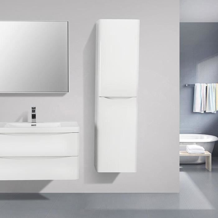 armoire de rangement suspendue piacenza blanc laqué brillant - salle de bain design