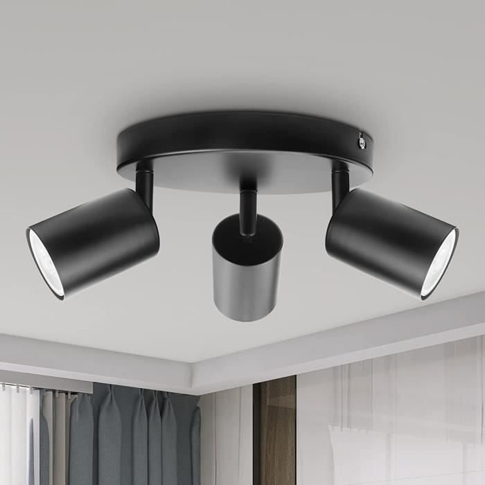 Eglo Plafonnier Consaca 2 Spots Orientables - Style Industriel - Métal Noir Et Verre Fumé - Douille E27