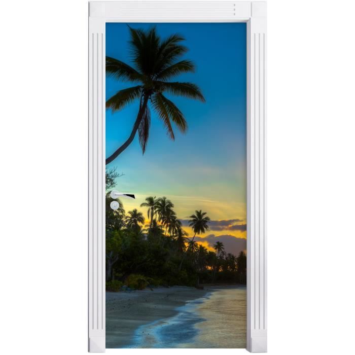 Wallpaper Palmiers Sur La Plage Peinture Murale Format 200x90cm Cadre De Desktop Wallpaper Free