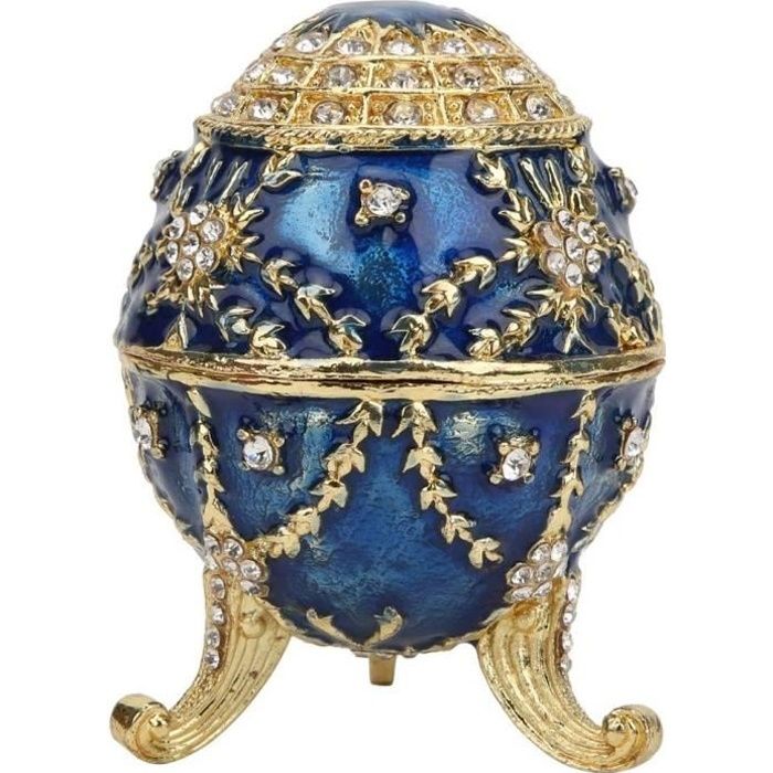 émail plaqué Or Peint Diamants Brillants Faberge Oeuf boîte à Bijoux en métal Peint à la Main Artisanat décor à la Maison Ornements ViaGasaFamido Boîte à Bijoux
