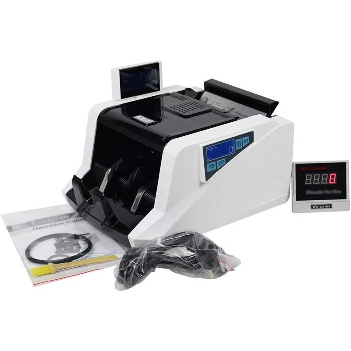Compteur De Billets Professionnel Avec Détecteur De Faux - Double Écran LED, Vitesse 1000 Billets/min | Pour Commerce Et Entreprise