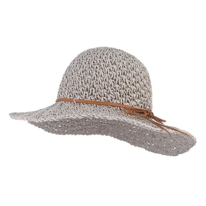 Femme Chapeau Paille Floral Large Bord Été Pliable Souple Voyage Plage