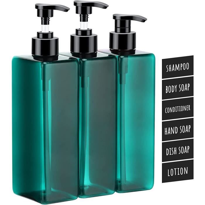 Segbeauty Bouteilles Shampoing Lot 3 À Pompe Vides 500 Ml Distributeur Savon Plastique
