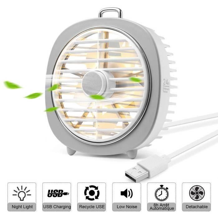 Ventilateur USB Silencieux Puissant 4WMini Ventilateur de Bureau Lumière Blanc Chaud USB3 VitesseVentilateur Silencieux
