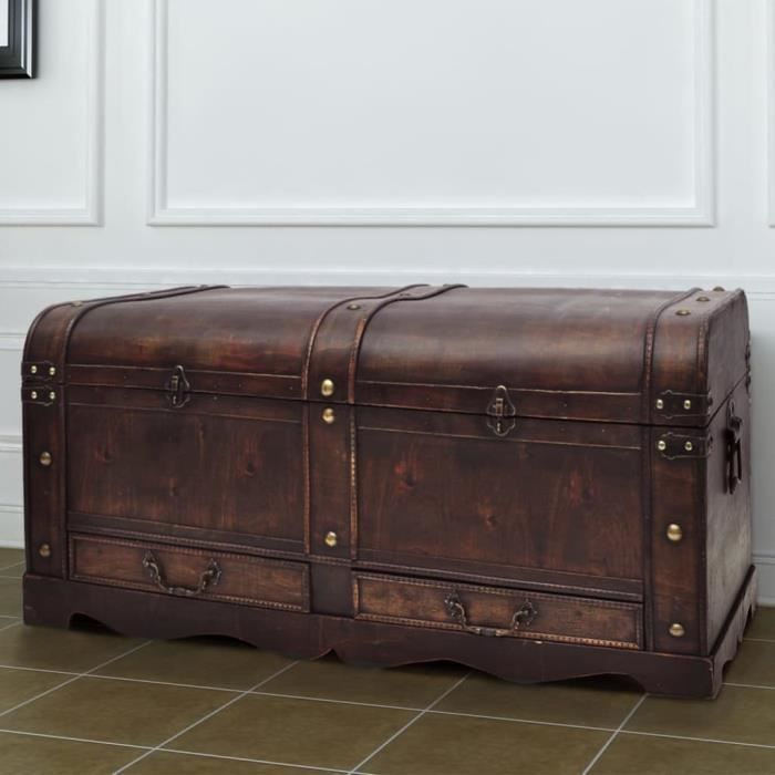 JILI - BEST Coffre de rangement en bois Large Marron (5587)