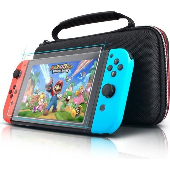 coque de transport nintendo switch avec protection d ecran en verre trempe housse de protection etui d accessoires cdiscount informatique