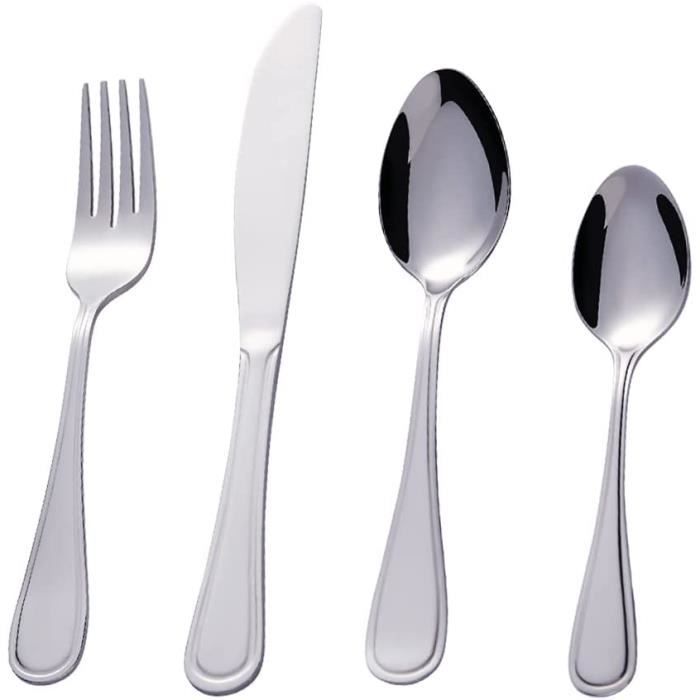 Set De Couverts De Table KitchenBoss 20 Pièces Pour 4 Personnes - Acier Inoxydable Argenté - Lavable Au Lave-Vaisselle - Couteaux, Cuillères, Fourchettes - 6
