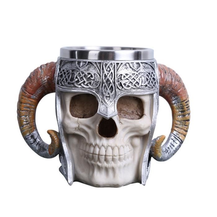 Acier Inoxydable 3D Crâne Tasse Bière Café Thé Boisson Tasse Viking Warrior Crâne 
