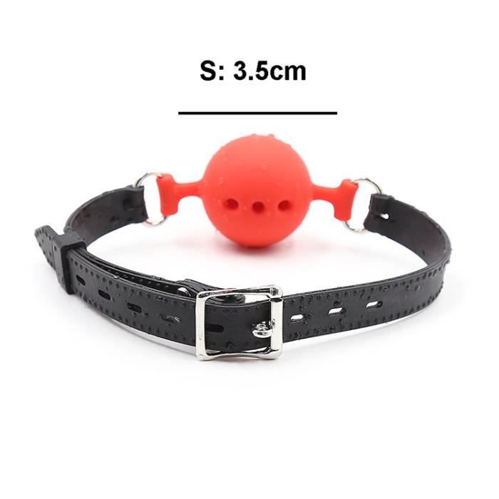Rouge noir s Boule Gag À Bouche Ouverte En Silicone Souple, 3 Tailles