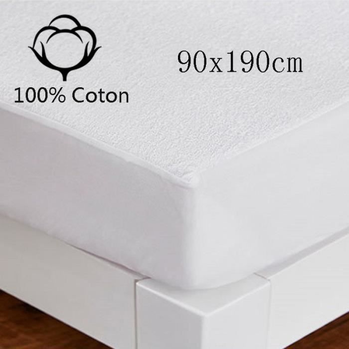 Protège matelas imperméable en coton bonnet 30 cm protect - blanc