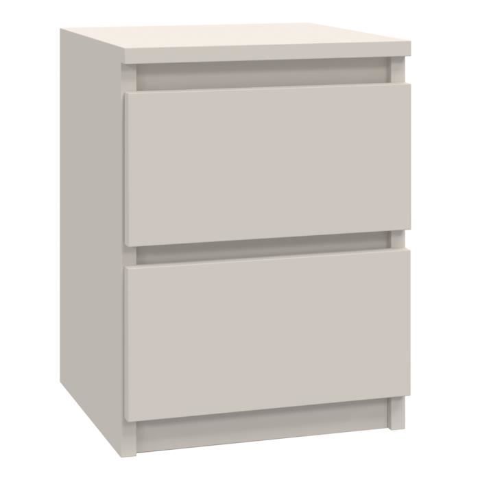 ASTER - Table de chavet style scandinave beige - 30x30x40 cm - Chevet 2 tiroirs - Meuble de chambre