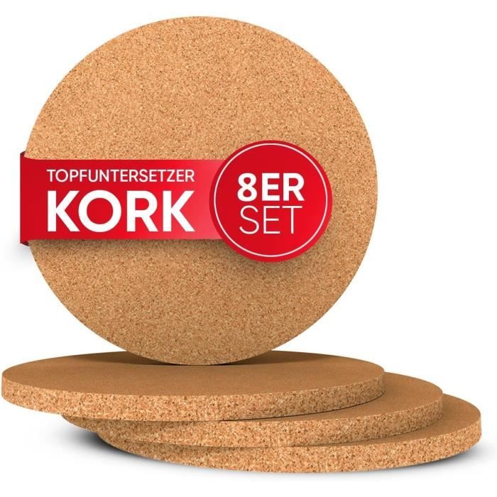 Lot De 8 Dessous De Plat Ronds En Liège Naturel - 19 Cm - Idéal Pour Tasses, Casseroles Et Déco Maison