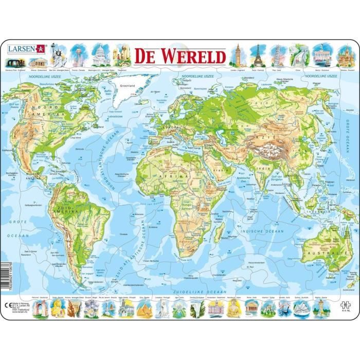 Larsen A4 Carte Physique de la Nouvelle-Zélande, édition Anglais