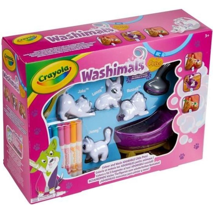 Washimals Coffret de coloriage 3D - CRAYOLA - Feutres lavables inclus - Pour enfants à partir de 3 a