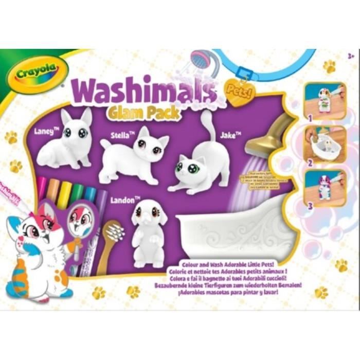 Washimals Coffret de coloriage 3D - CRAYOLA - Feutres lavables inclus - Pour enfants à partir de 3 a