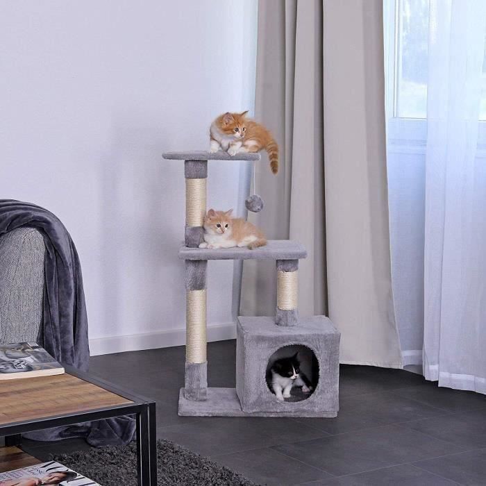 Dibea Kb Commutateur Kvm Arbre A Chat Avec Griffoir Centre D Activites Gris Clair Cdiscount Animalerie