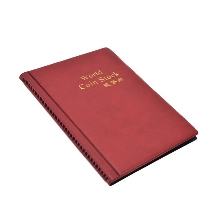 Livre De Collection De Pièces De Monnaie Livre De Collecte D'Argent,  Couverture En Pu 120 Pochettes Meuble Rangement Rouge