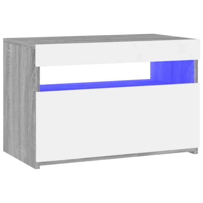 Meuble TV Blanc Avec Lumières LED – 60x35x40 Cm – NEUF