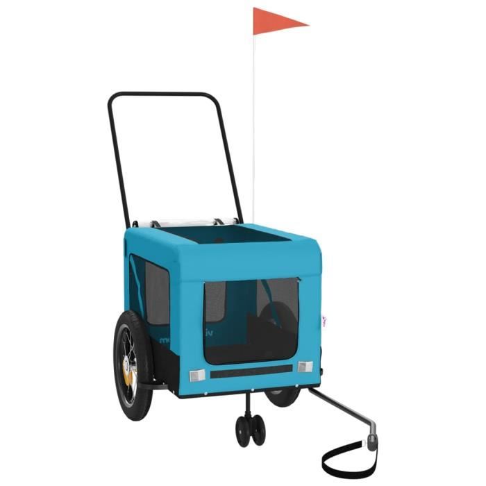 Drfeify Remorque de vélo pour animaux de compagnie bleu et noir 85816