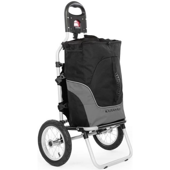 Duramaxx Carry Grey Remorque pour vélo avec sac de transport - Chariot à main - Tubes métalliques - Charge 20kg max - Noir et gris