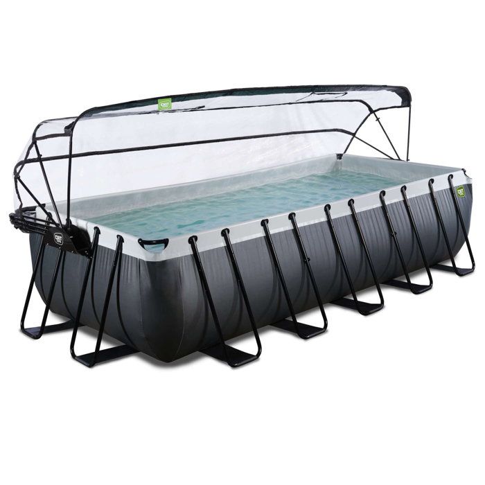 Piscine tubulaire rectangulaire - EXIT Toys - Black Leather - 540x250x122 cm - Pompe à sable - Dôme Piscine tubulaire rectangulaire - EXIT Toys - Black Leather - 540x250x122 cm - Pompe à sable - Dôme
