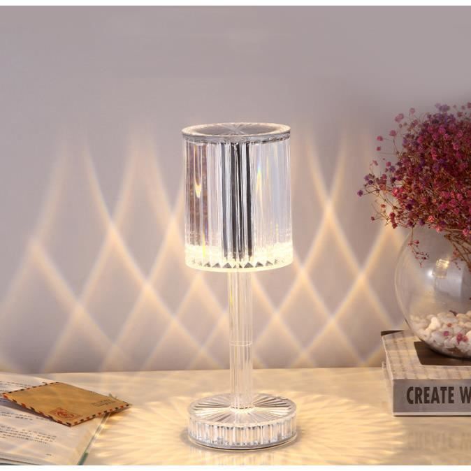 Lampe de Table - GOBRO - Veilleuse Tactile - Cristal - 16 Couleurs - Rechargeable USB