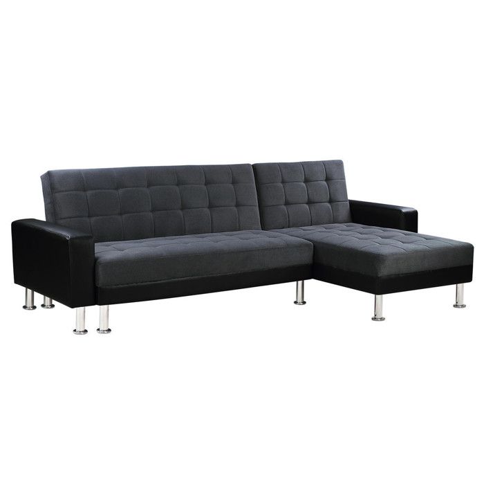 Canapé dangle convertible et réversible Theo - 4 places - Noir / Gris