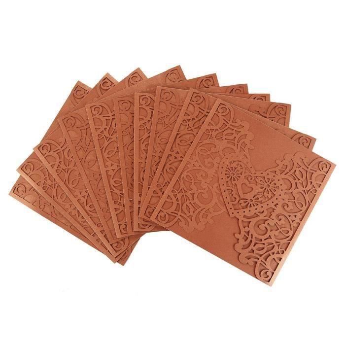 Cartes De Place Mariage Motif Rose Découpé - Lot De 10, 12x9 Cm, Papier Nacré - Vert Clair - 2