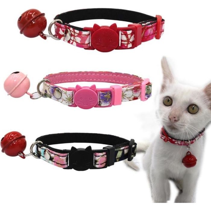 Meilleurs prix pour Collier Chat Anti Étranglement Réglable Leytn® - Rose - 17-27cm - Boucle de Sécurité - Clochette