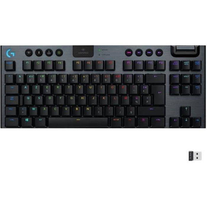Clavier Gaming sans Fil Mecanique-Gamer Clavier PC RGB TKL AZERTY