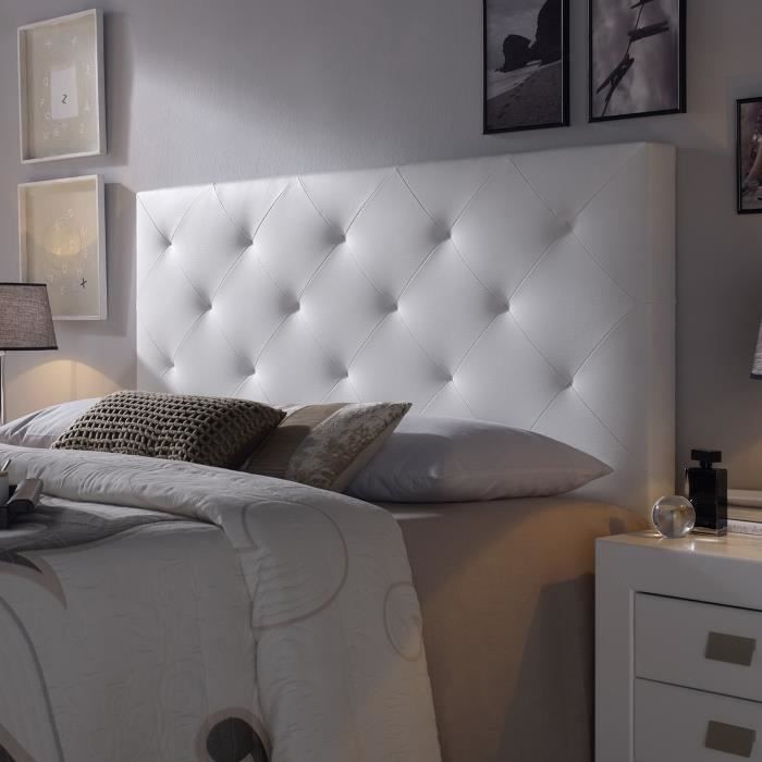 T&ecirc;te de lit Rombo 140x60 cm Blanc, rembourr&eacute;e de Mousse - blanc