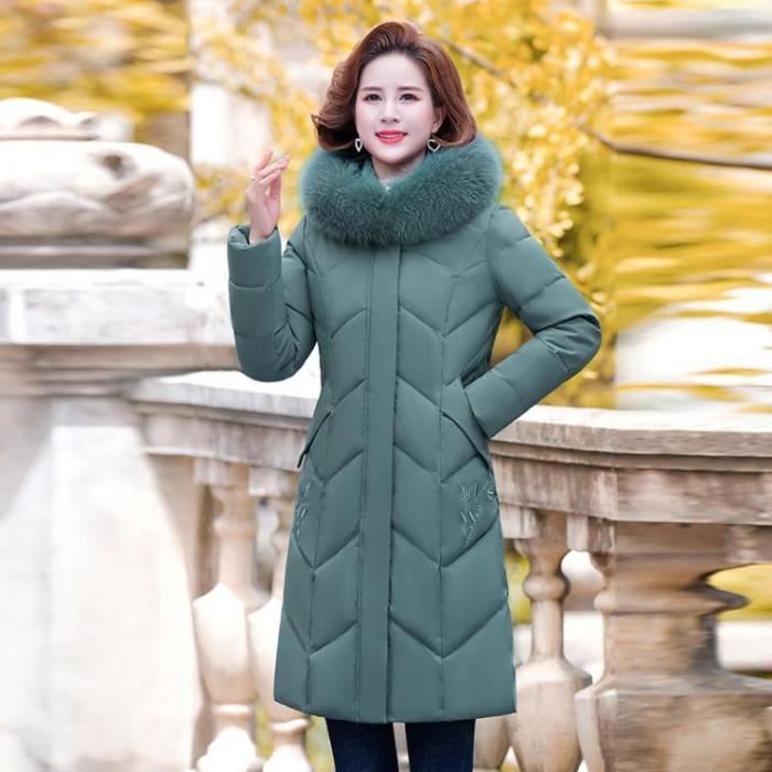 Manteau Femme Hiver Garder au chaud version longue collier de